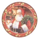 Clayre & Eef Charger Plate Ø 33 cm Red Green Plastic Santa Claus