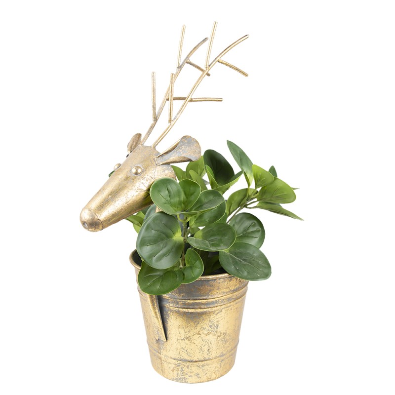 Clayre & Eef Planter Ø 17x45 cm Gold colored Metal Reindeer