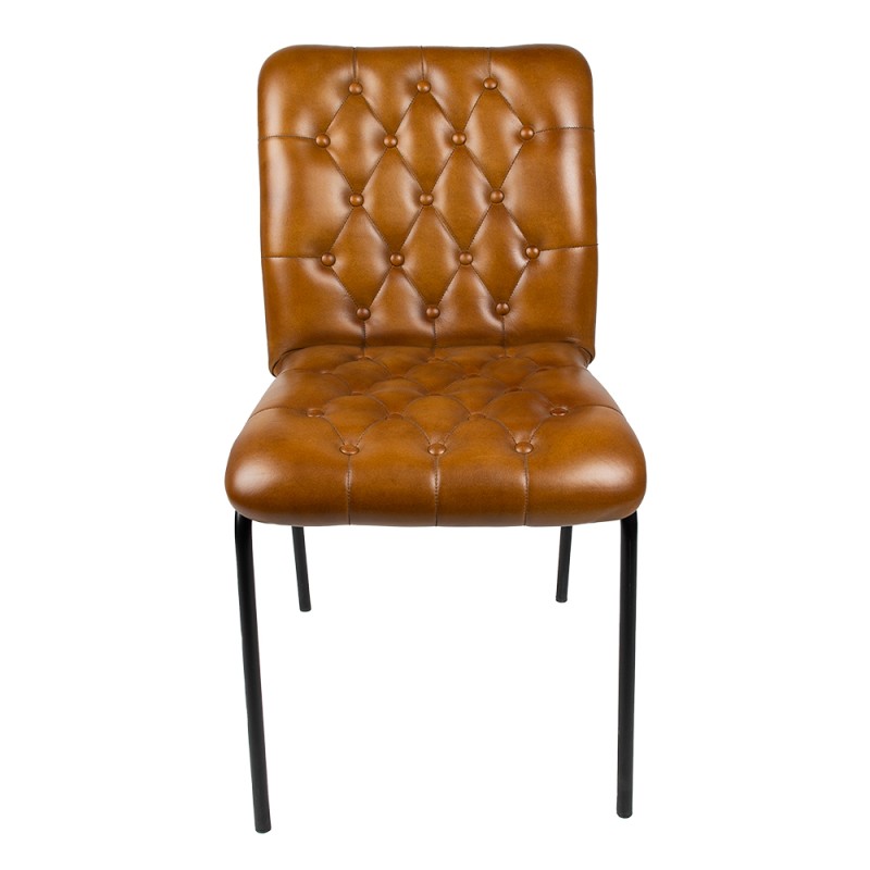 Clayre & Eef Chaise de salle à manger 47x60x90 cm Marron Cuir