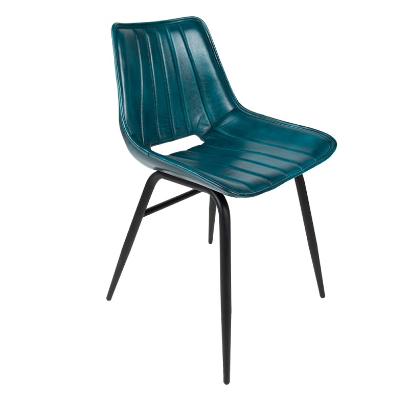 Clayre & Eef Dining Chair 46x52x79 cm Turquoise Leather