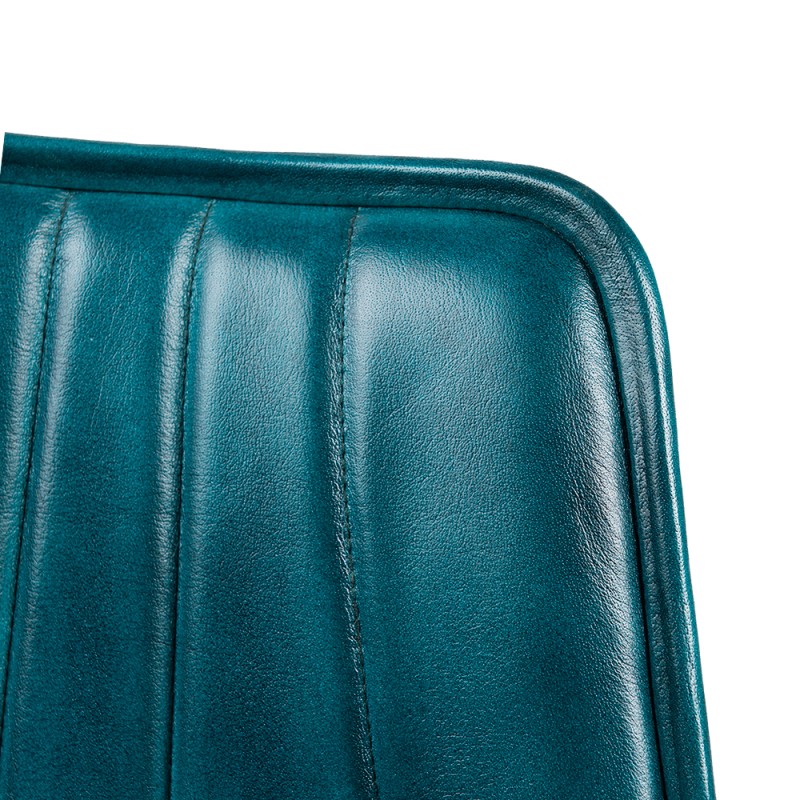 Clayre & Eef Eetkamerstoel  46x52x79 cm Turquoise Leder