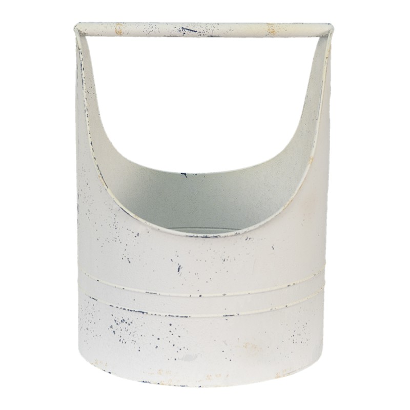 Clayre & Eef Decorative Bucket 30x29x40 cm White Iron Round