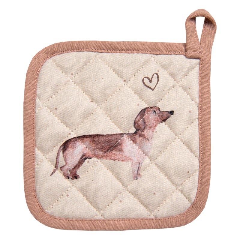 Clayre & Eef Kind Pannenlap  16x16 cm Beige Katoen Teckel