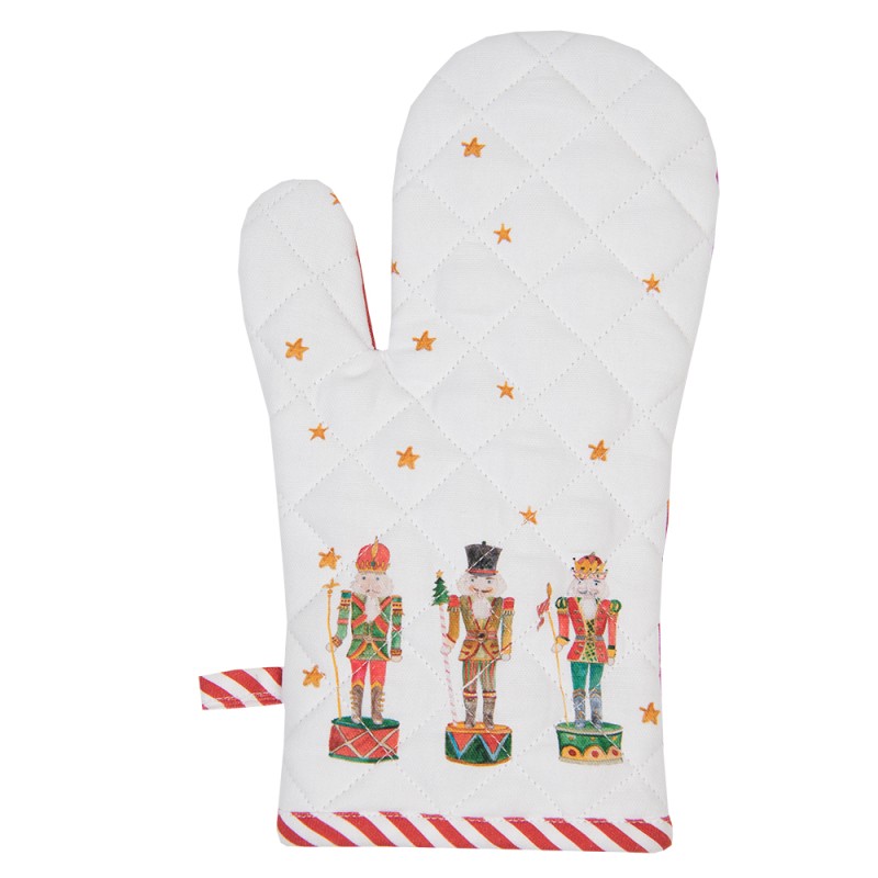 Clayre & Eef Kids' Oven Mitt 12x21 cm White Red Cotton Nutcrackers