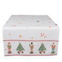 Clayre & Eef Christmas Table Runner 50x140 cm White Red Cotton Rectangle Nutcrackers