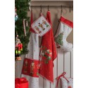 Clayre & Eef Tovaglia da tavolo Natalizia 50x140 cm Bianco Rosso  Cotone Rettangolo Schiaccianoci