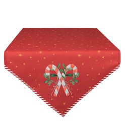 Clayre & Eef Tafelloper Kerst  50x160 cm Rood Katoen Zuurstok kerst