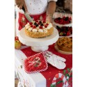 Clayre & Eef Tovaglia da tavolo Natalizia 50x160 cm Rosso Cotone Bastoncino di zucchero Natale