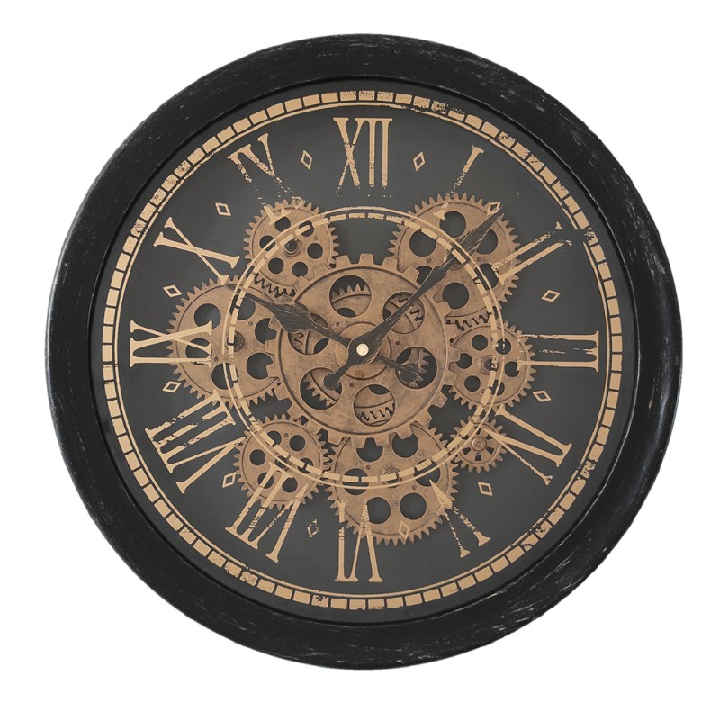 Clayre & Eef Clock Ø 36 cm Black Plastic