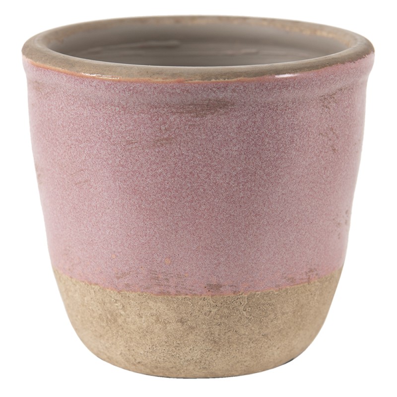 Clayre & Eef Planter Ø 12x12 cm Pink Beige Ceramic Round