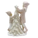 Clayre & Eef Figurine Enfants 20 cm Rose Blanc Polyrésine