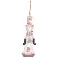 Clayre & Eef Christmas Ornament Rocking Horse 9 cm Pink Plastic