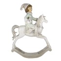 Clayre & Eef Statuetta Cavallo a dondolo 26 cm Beige Verde Poliresina