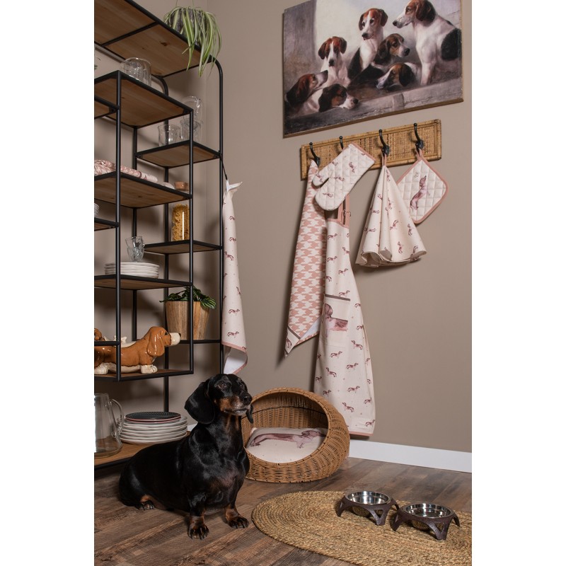 Clayre & Eef Kitchen Apron 70x85 cm Beige Cotton Dachshund