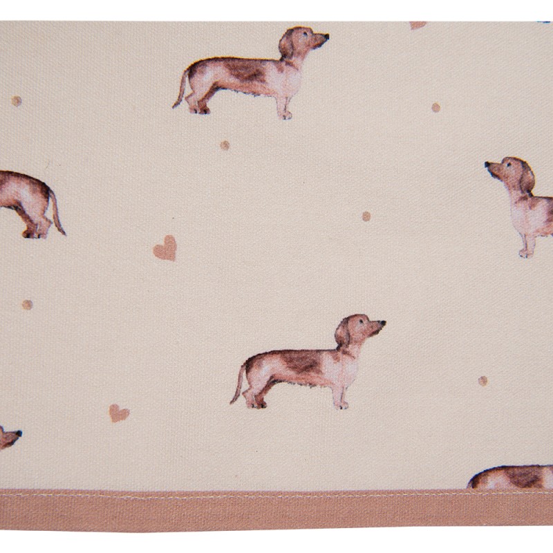 Clayre & Eef Tea Towel  50x70 cm Beige Cotton Rectangle Dachshund