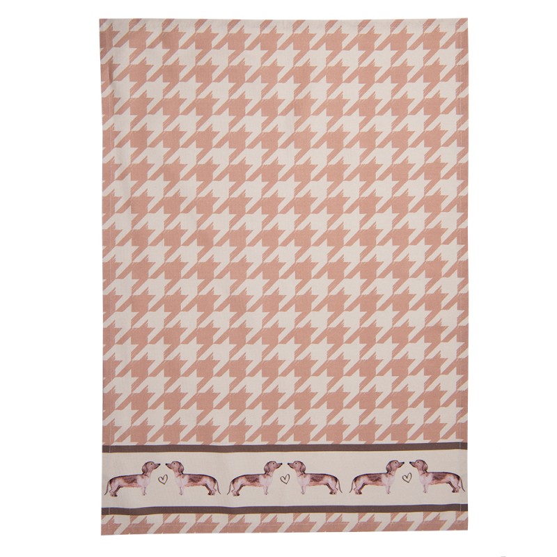 Clayre & Eef Tea Towel  50x70 cm Beige Cotton Rectangle Dachshund