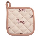 Clayre & Eef Pot Holder 20x20 cm Beige Cotton Square Dachshund