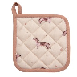 Clayre & Eef Pannenlap  20x20 cm Beige Katoen Vierkant Teckel