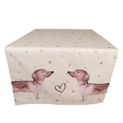 Clayre & Eef Chemin de table 50x140 cm Beige Coton Rectangle Teckel