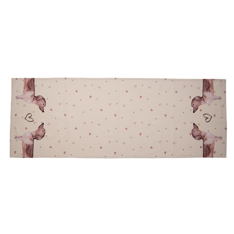 Clayre & Eef Table Runner 50x140 cm Beige Cotton Rectangle Dachshund