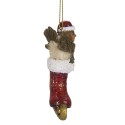 Clayre & Eef Christmas Ornament Bird 8 cm Red Brown Plastic