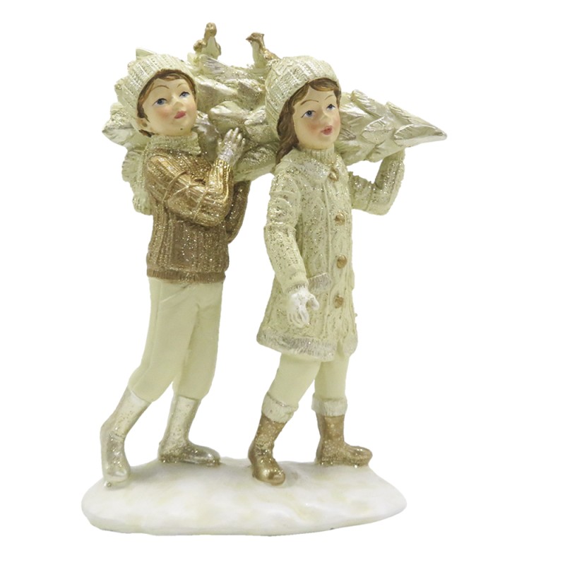 Clayre & Eef Statuetta Bambini 15 cm Beige Color oro Poliresina