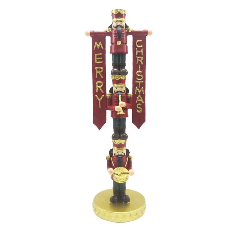 Clayre & Eef Figurine Nutcracker 30 cm Red Gold colored Polyresin Merry Christmas