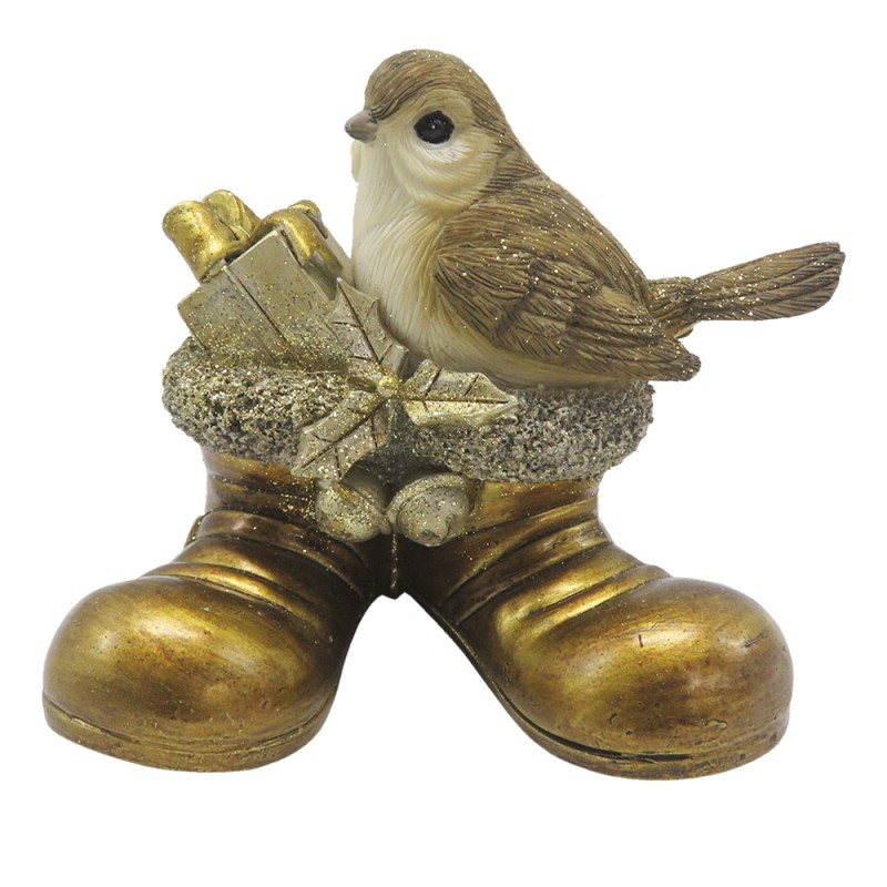 Clayre & Eef Figurine Oiseau 9 cm Couleur or Polyrésine