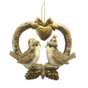 Clayre & Eef Christmas Ornament Bird 8 cm Gold colored Plastic