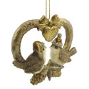 Clayre & Eef Weihnachtsanhänger Vogel 8 cm Goldfarbig Kunststoff