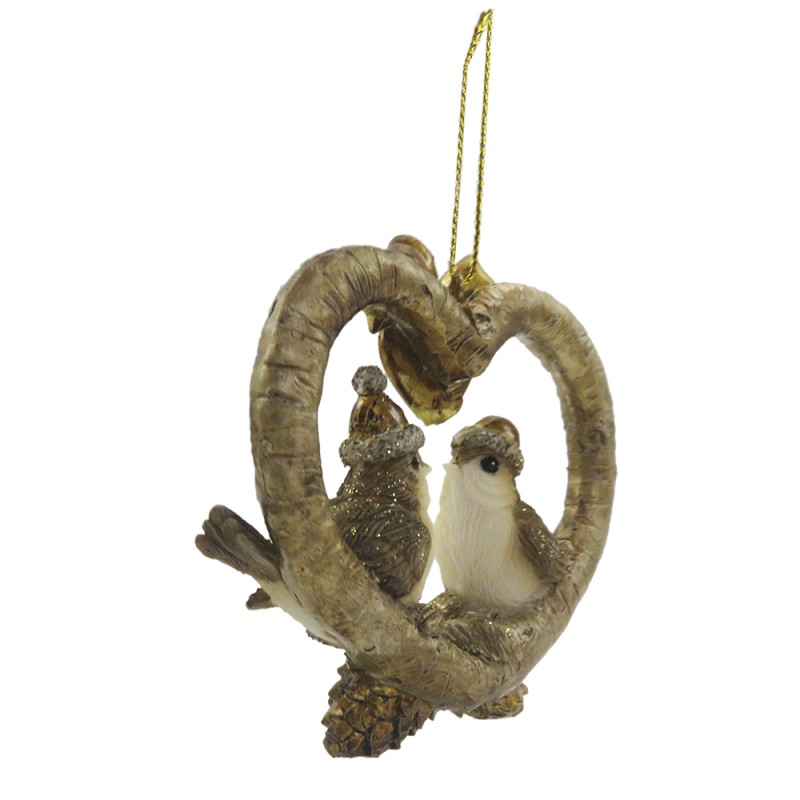 Clayre & Eef Ornamento Natalizio Uccello 8 cm Color oro Plastica