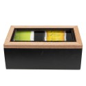 Clayre & Eef Tea Box 18x9x7 cm Black Brown MDF Glass