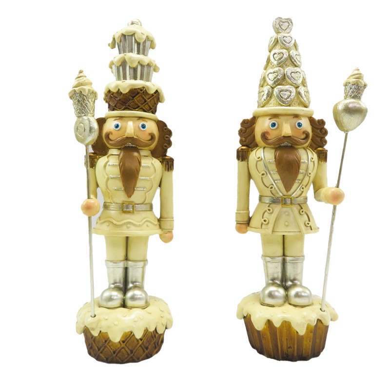 Clayre & Eef Figurine Set of 2 Nutcracker 23 cm Beige Polyresin