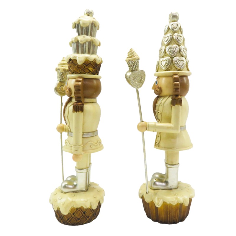 Clayre & Eef Figurine Set de 2 Casse-noisette 23 cm Beige Polyrésine
