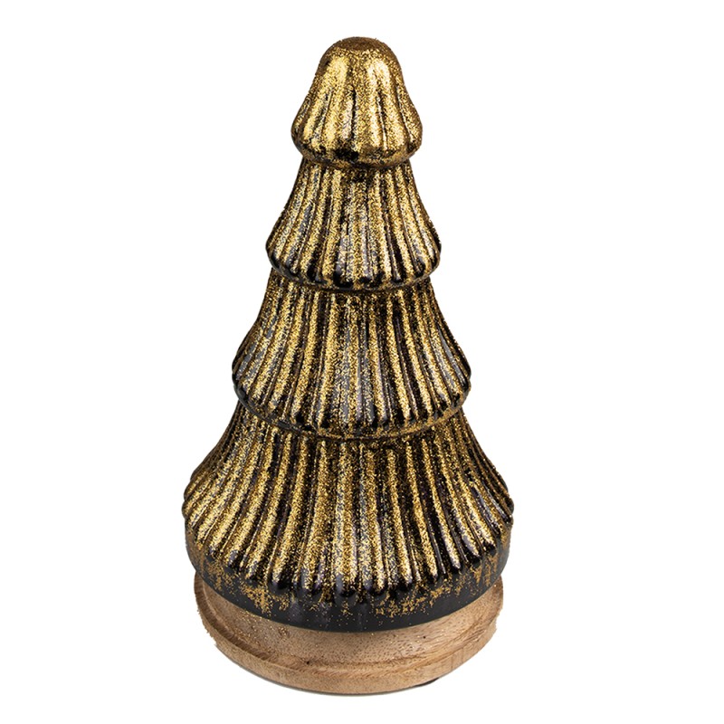 Clayre & Eef Christmas Decoration Christmas Tree 24 cm Gold colored Wood Glass