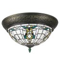 LumiLamp Deckenlampe Tiffany Ø 38 cm Beige Grün Kunststoff Glas Rund