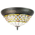 LumiLamp Lampe de plafond Tiffany Ø 38 cm Marron Beige Plastique Verre Rond