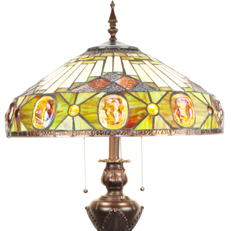 LumiLamp Lampada da terra Tiffany 166 cm Beige Giallo Vetro Plastica Rotondo
