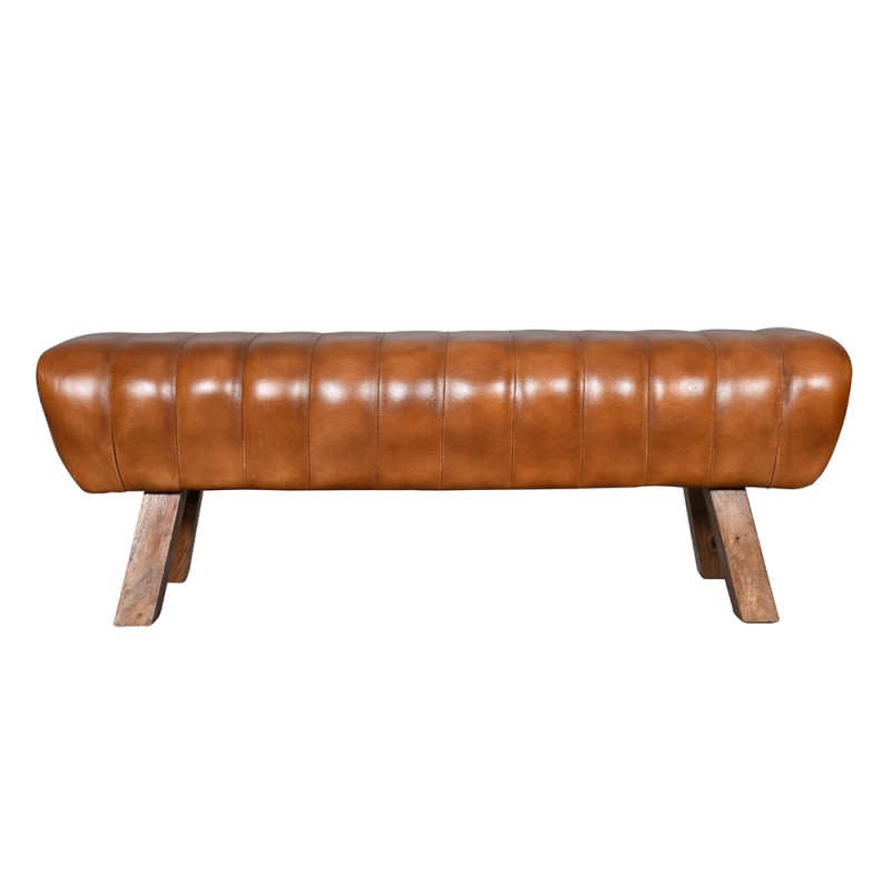 Clayre & Eef Bench 2-zits Brown Leather