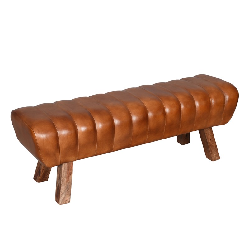 Clayre & Eef Bench 2-zits Brown Leather
