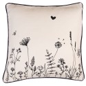 Clayre & Eef Kissenbezug 40x40 cm Beige Schwarz Baumwolle Blumen