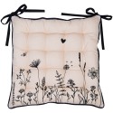 Clayre & Eef Stuhlkissen Schaumstoff 40x40x4 cm Beige Schwarz Baumwolle Blumen