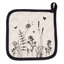 Clayre & Eef Manique 20x20 cm Beige Noir Coton Fleurs