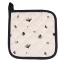 Clayre & Eef Manique 20x20 cm Beige Noir Coton Fleurs