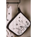 Clayre & Eef Manique 20x20 cm Beige Noir Coton Fleurs