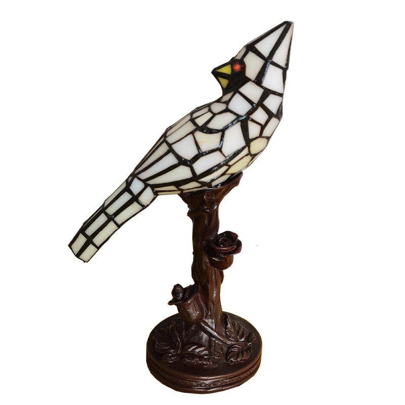 LumiLamp Lampada da tavolo Tiffany Uccello 15x12x33 cm  Beige Plastica Vetro