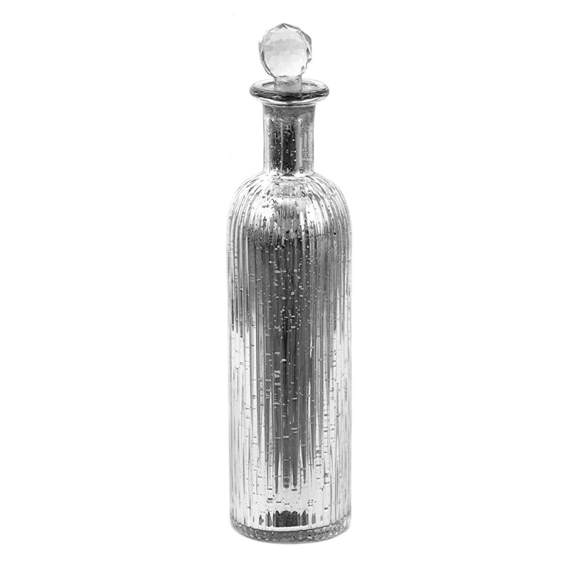 Clayre & Eef Dekoration Flasche Ø 7x31 cm Silberfarbig Glas