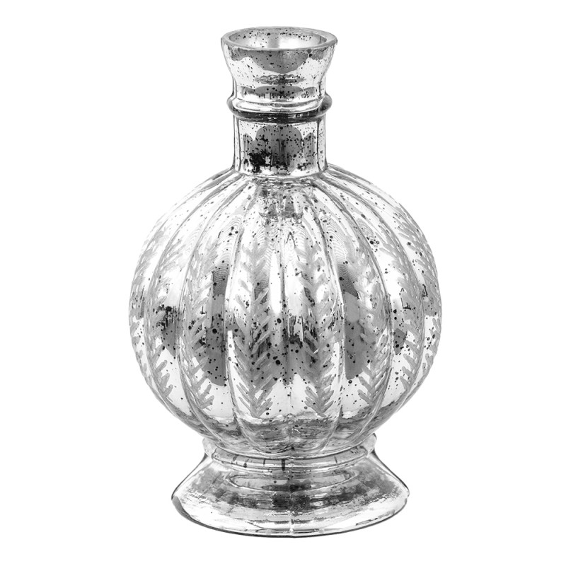 Clayre & Eef Vase Ø 13x20 cm Silberfarbig Glas