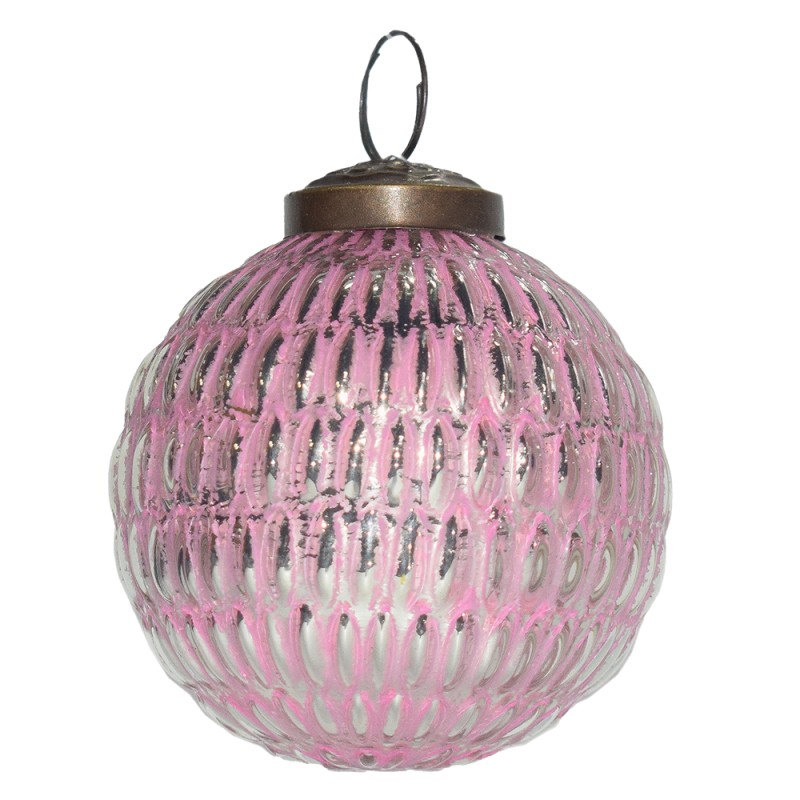 Clayre & Eef Christmas Bauble Ø 7 cm Pink Glass