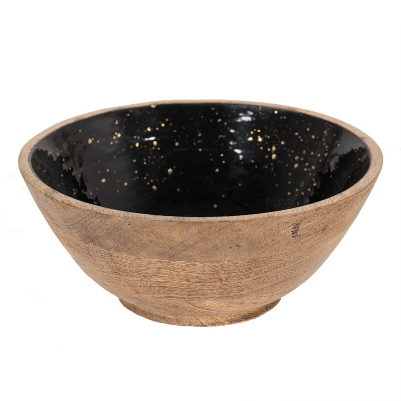 Clayre & Eef Decorative Bowl Ø 25x10 cm Black Brown Wood Round